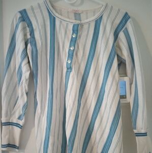 1980s blue and white striped long sleeve tee